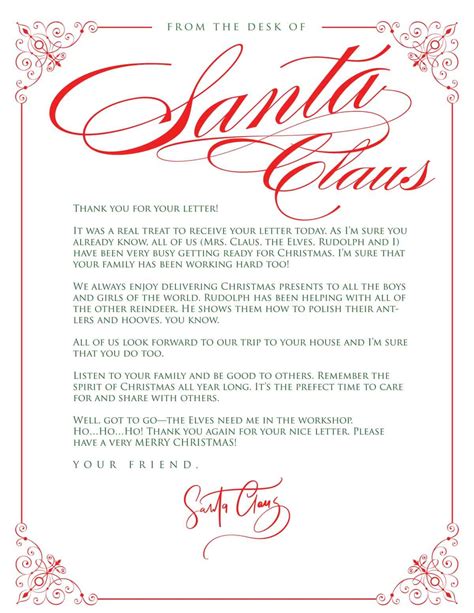 Letter From Santa Template Free