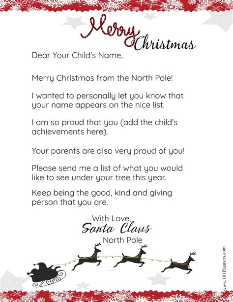 Letter From Santa Template Word Free