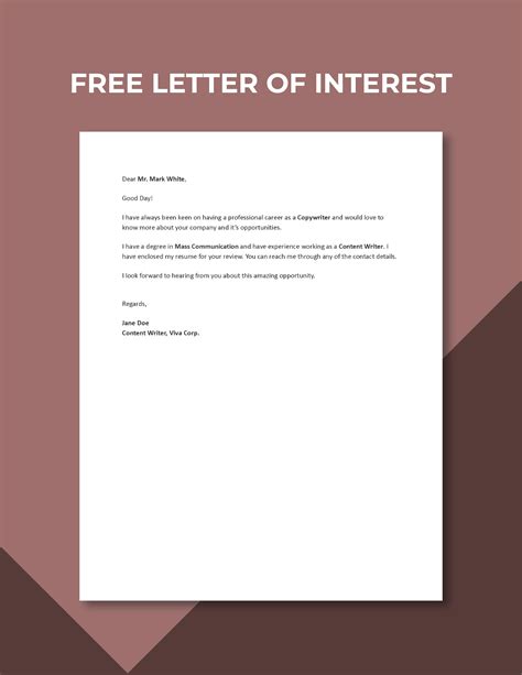Letter Of Interest Template Free