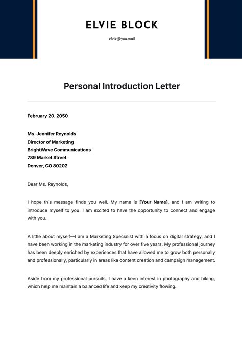 Letter Of Introduction Template