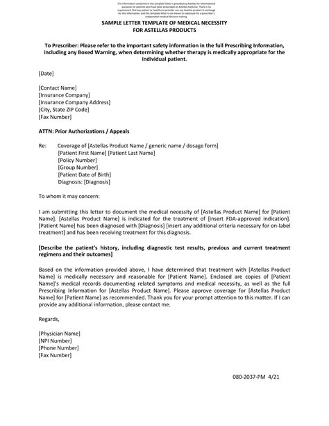 Letter Of Necessity Template