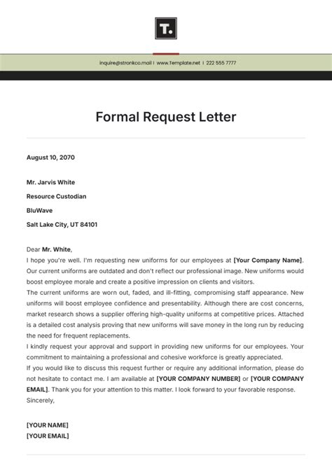 Letter Of Request Template