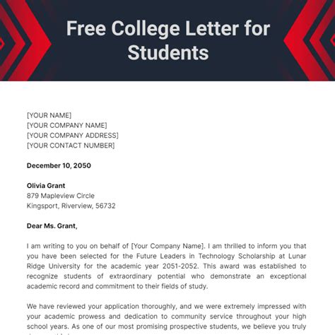 Letter Template Students