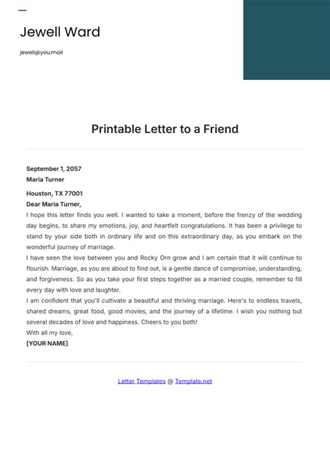 Letter Template To A Friend