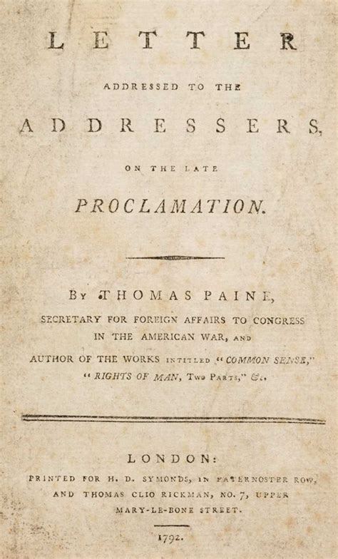 Letter addressed to the addressers on the late proclamation By Thomas Paine  Reader