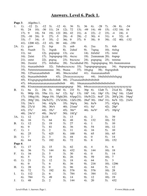 Level 6 Pack 1 Answers Doc