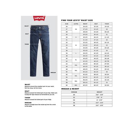 Levis 501 Size Chart