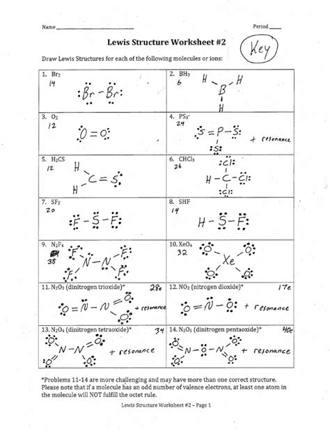 Lewis Structure Worksheet Answers Kindle Editon
