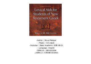 Lexical Aids for Students of New Testament Greek Kindle Editon