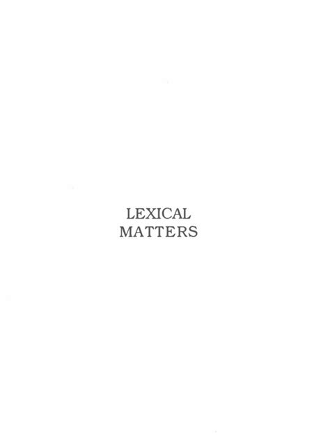 Lexical Matters PDF