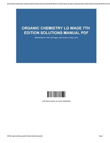 Lg Wade 7th Edition Solution Manual Kindle Editon