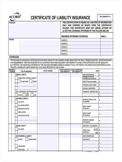 Liability Insurance Certificate Form: The Essential Guide