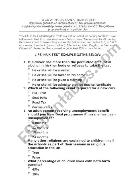 Life In The Uk Test Questions And Answers 2012 Doc