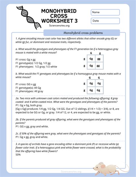 Life Science Genetics Monohybrid Crosses Worksheet pdf Epub