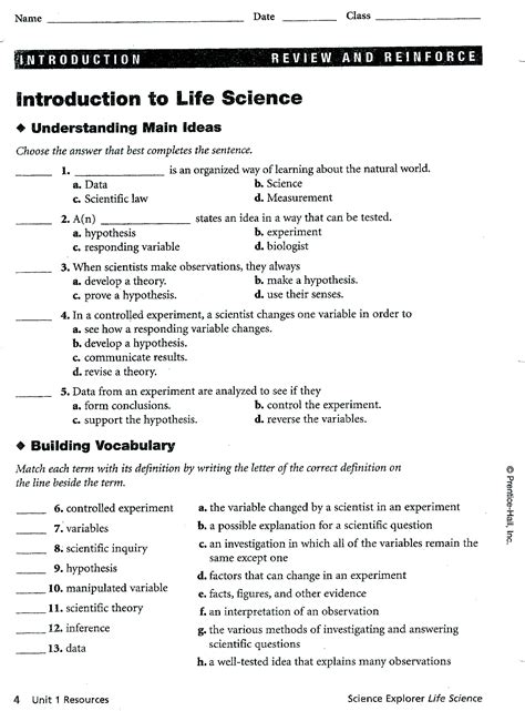 Life Science Worksheets With Answers Reader