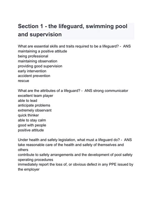 Lifeguard Section 2 Exam B Answers Reader