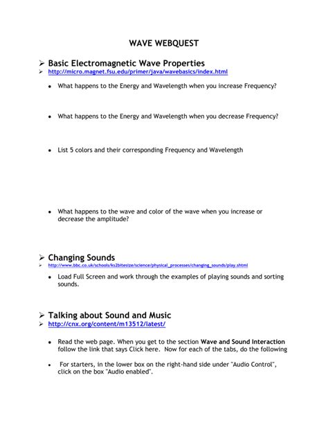 Light And Waves Webquest Answers PDF