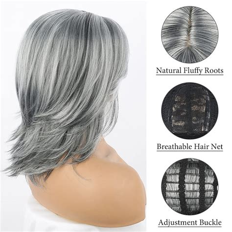 Light Grey Wig Bobs Synthetic 10" Wavy Wigs