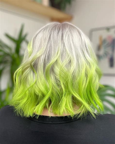 Lime Green Roots and Platinum Blonde