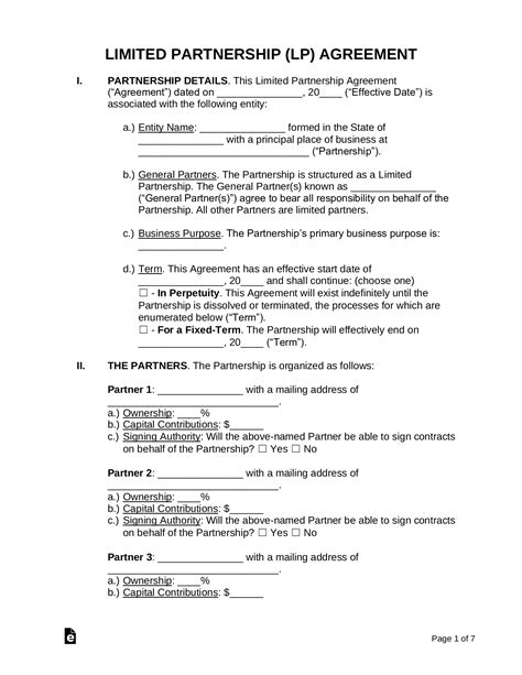 Limited Partnership Agreement (LP Agreement):  The Key to Secure Business Growth