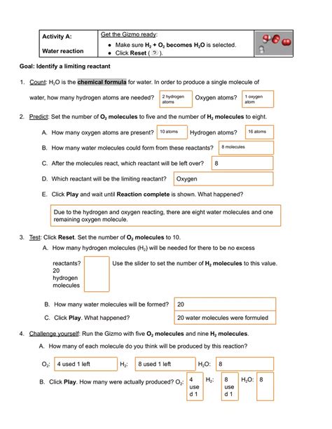 Limiting Reactant Gizmo Answers Epub