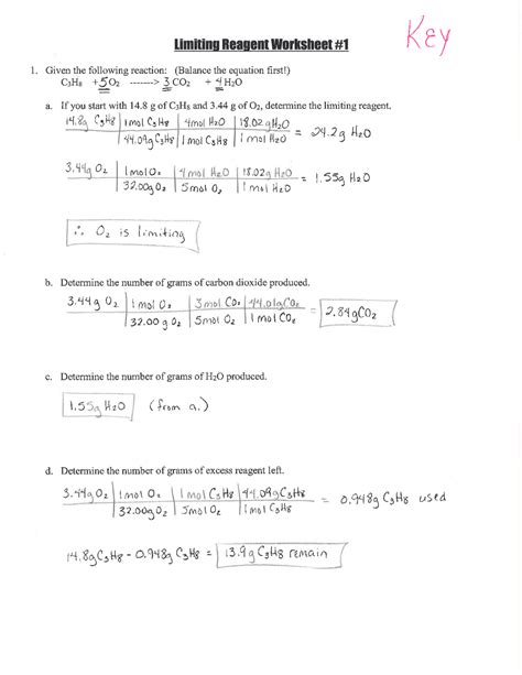 Limiting Reagent Worksheet 2 Answer Key Kindle Editon