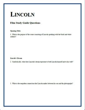 Lincoln Film Study Guide Answers PDF