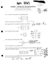 Linear Algebra Midterm Exam Solutions Reader