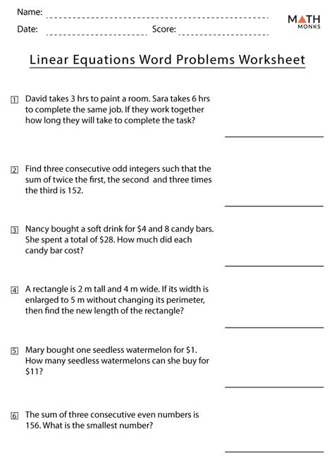 Linear Equation Word Problems And Answers Doc