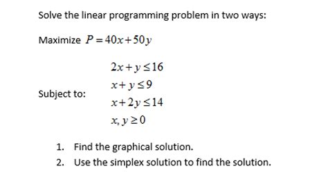 Linear Programming Problems And Solutions Epub