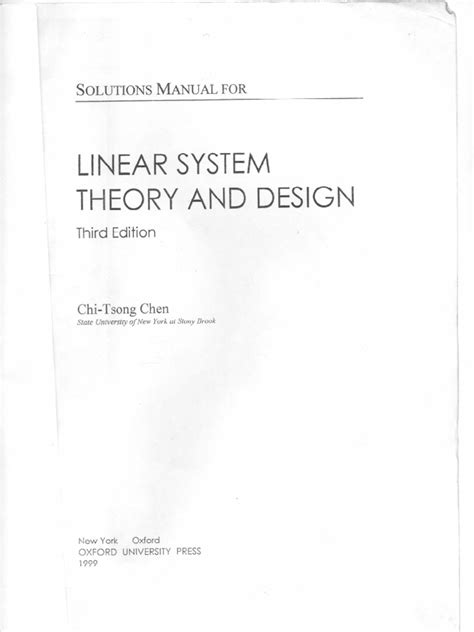 Linear System Theory Design Solution Manual Reader