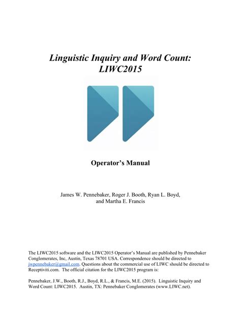 Linguistic Inquiry and Word Count PDF