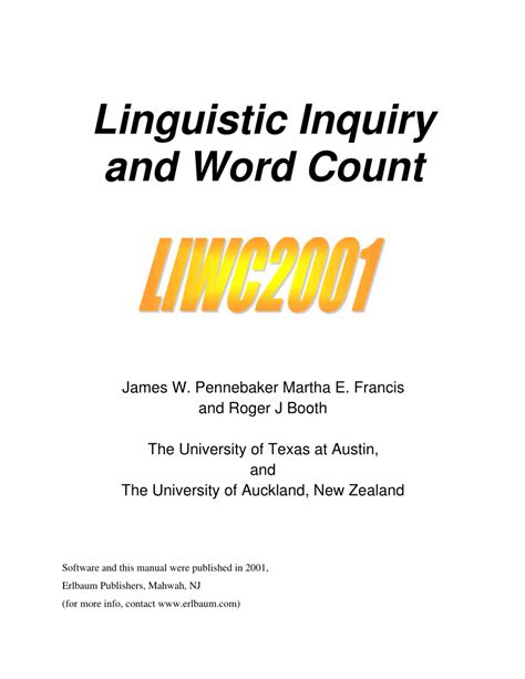 Linguistic Inquiry and Word Count Reader