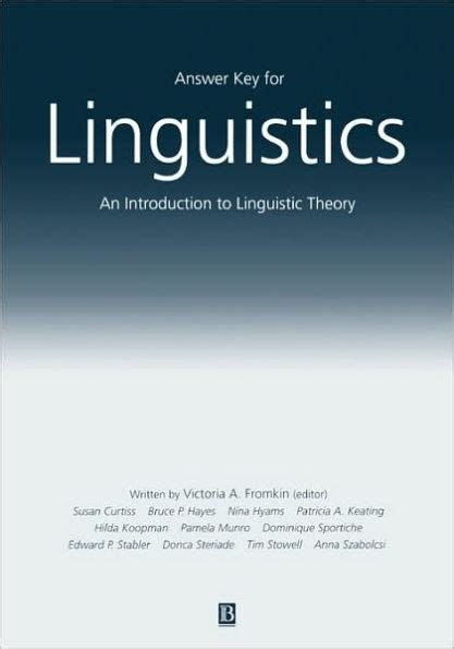 Linguistics, Answer Key for Linguistics: An Introduction to Linguistic Theory (Paperback) Ebook Doc