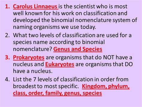 Linnaean System Of Classification Study Guide Answers Doc