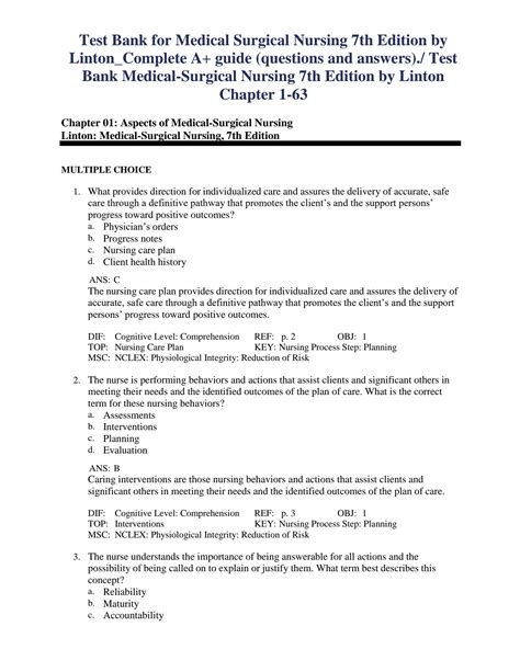 Linton Medical Surgical Study Guide Answers Epub