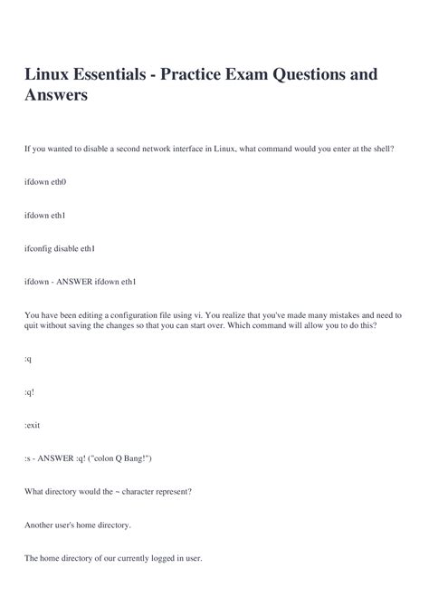 Linux Exam Questions Answer PDF