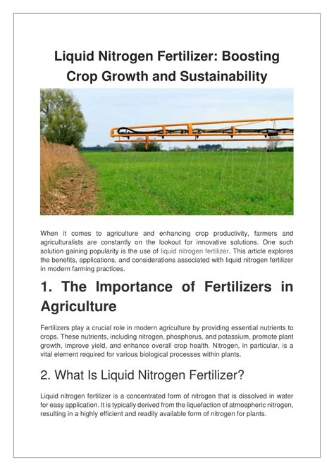 Liquid Nitrogen Fertilizer: A Revolution in Crop Nutrition