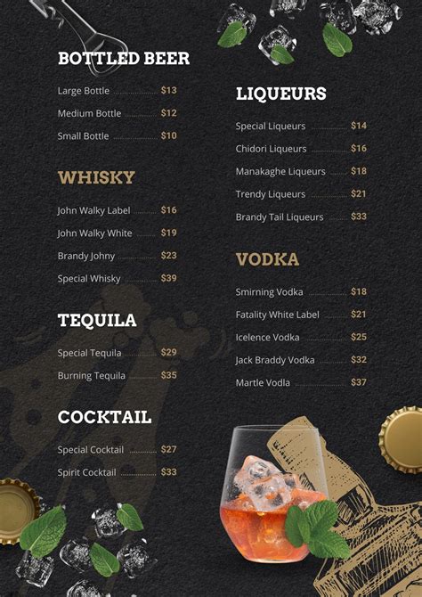 Liquor Menu Template