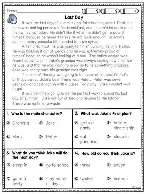 Listening Comprehension Passages with Questions and Answers PDF Grade 4