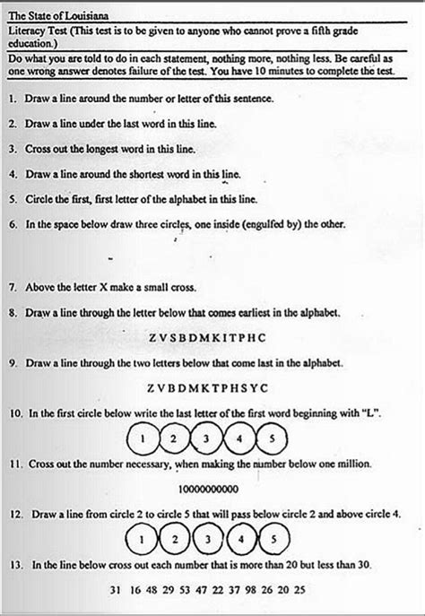 Literacy Test Sample Answers PDF
