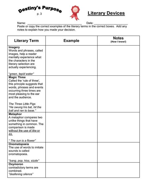Literary Devices Exercise And Answers Doc