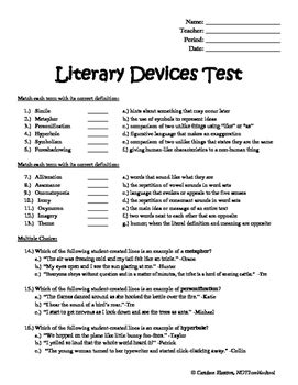 Literary Devices Practice 1 Answer Key Reader