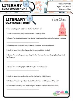 Literary Scavenger Hunt Answers Epub