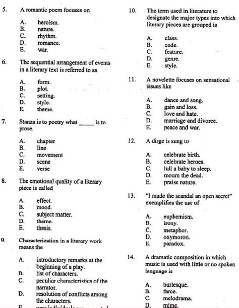 Literature Test Questions And Answers PDF