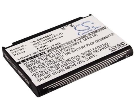 Lithium ion Samsung AB663450CA AB663450CABSTD AB653450CABSTD Doc