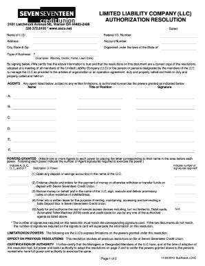 Llc Signing Authority Template