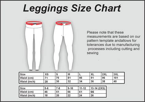 Llr Leggings Size Chart