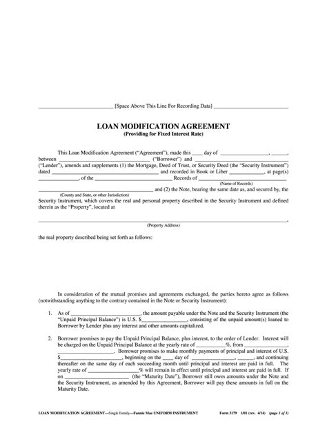 Loan Modification Agreement Template