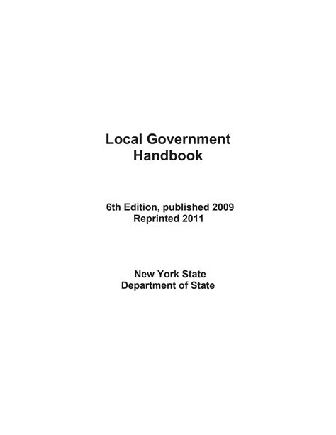 Local Government Handbook New York State Department Of State Ebook Reader